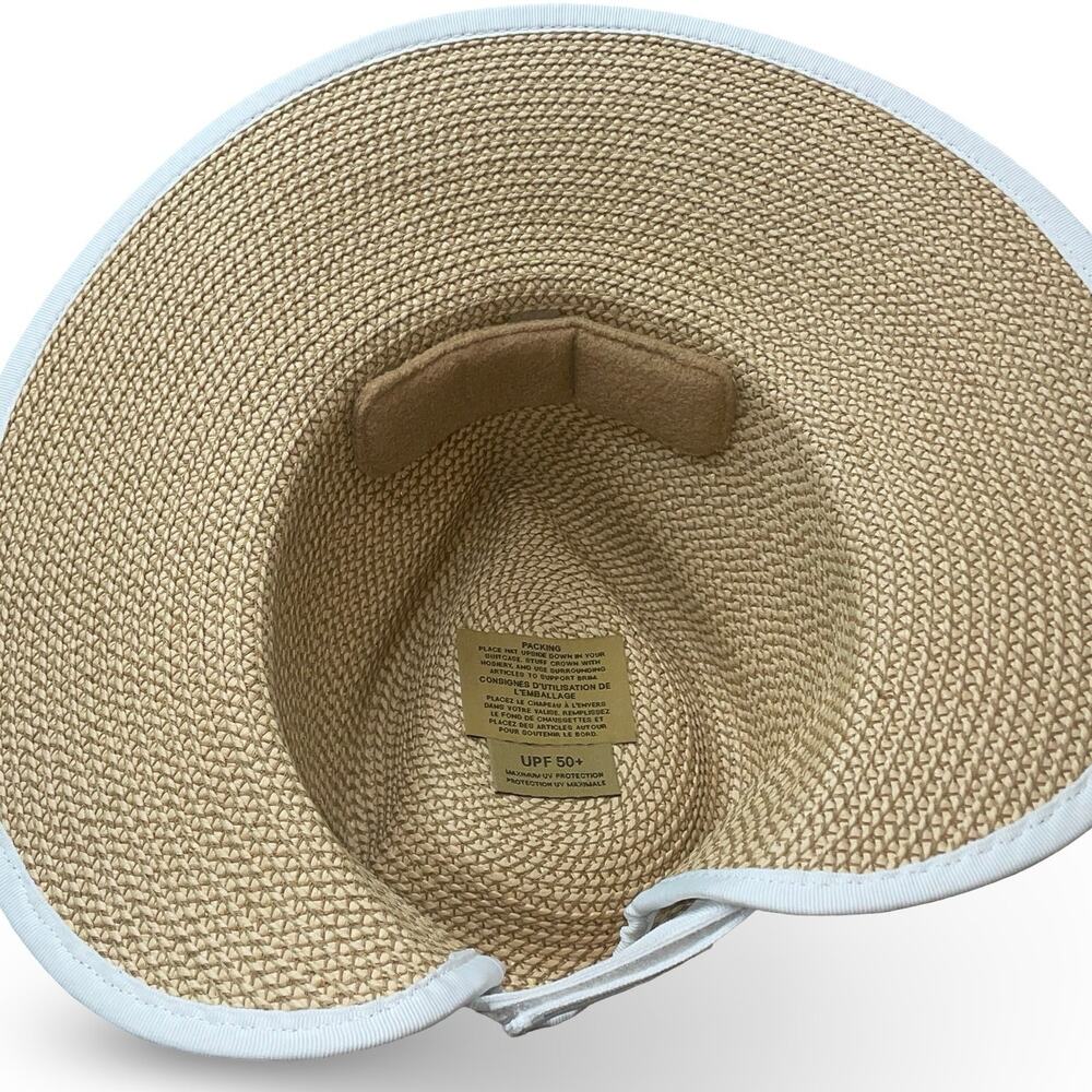 Eric Javits Sun Crest Hybrid Fedora Visor Peanut White Squishee Straw Hat - Picture 5 of 11